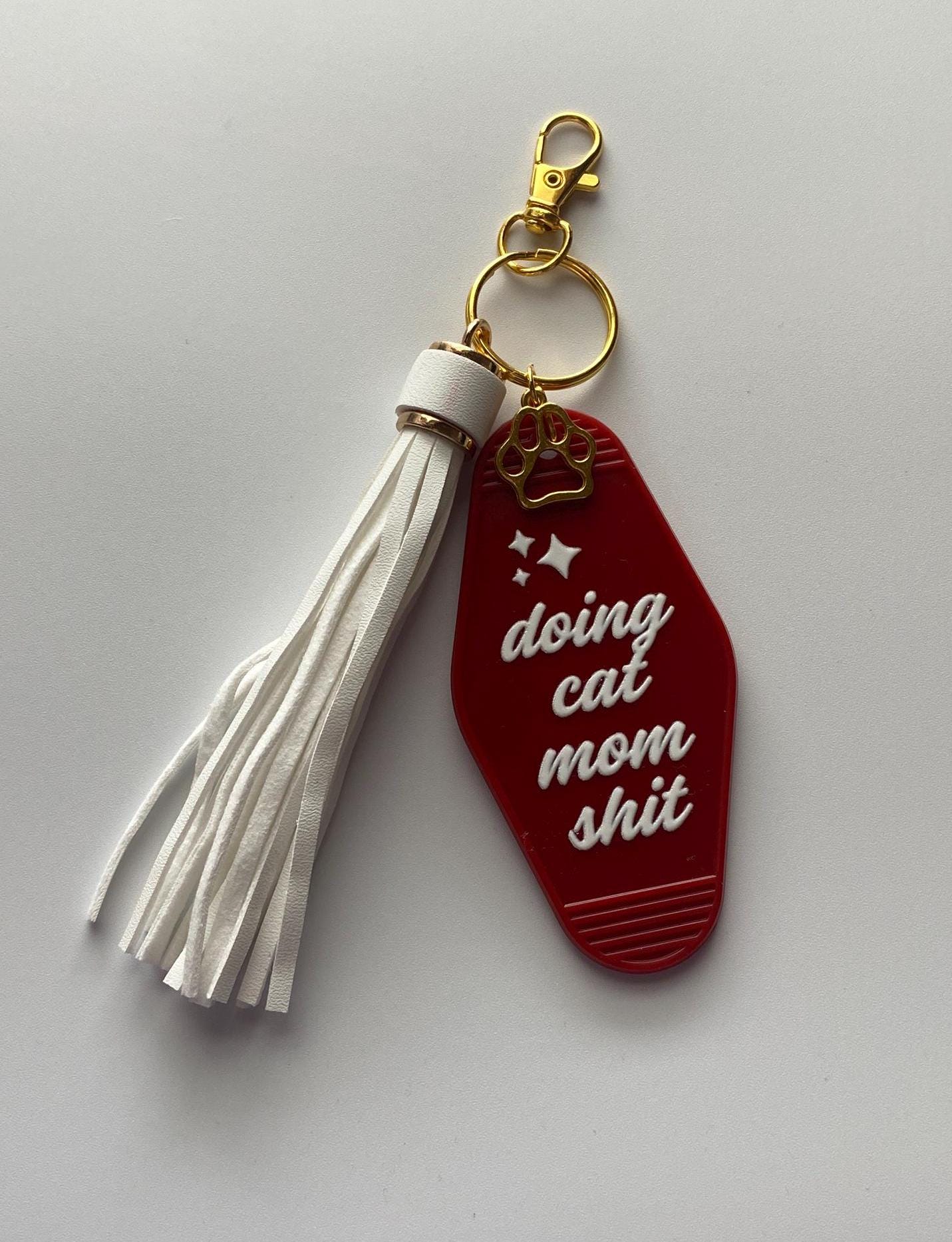 Vintage Cat Mom Hotel/Motel Keychain