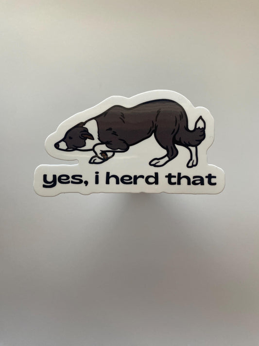 Yes I Herd That Border Collie Sticker