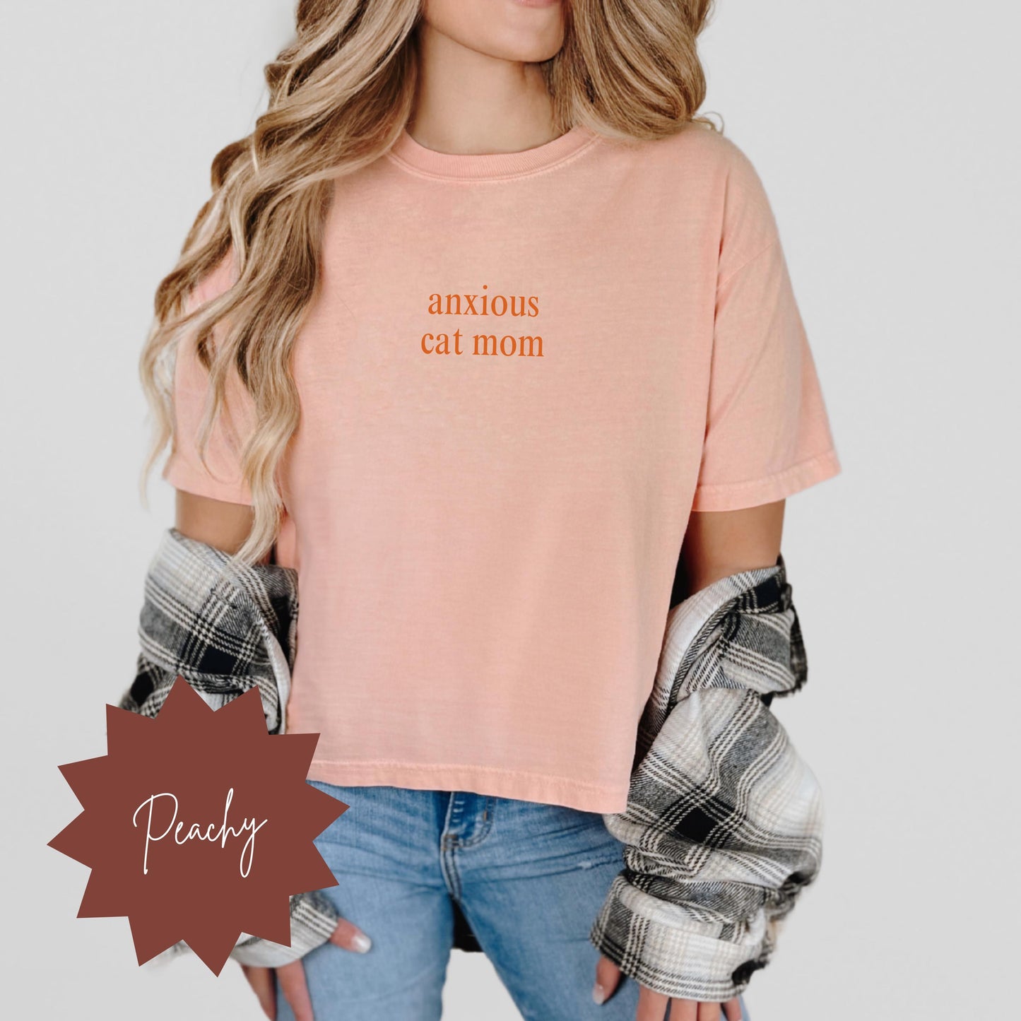 Anxious Cat Mom Cropped Boxy Tee