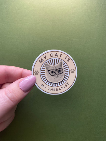 My Cat is My Therapist Sticker
