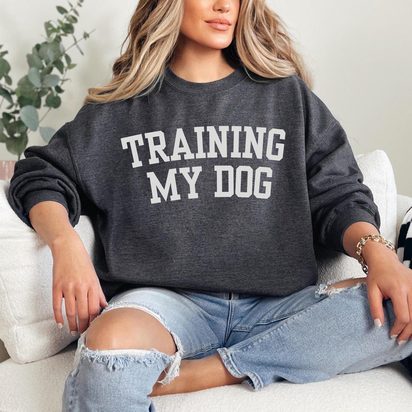 Training My Dog Crewneck Sweatshirt