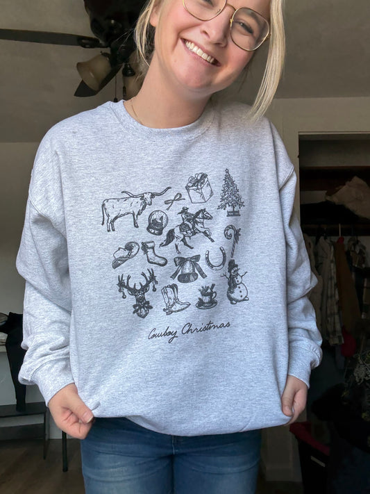 Cowboy Christmas Collage Crewneck