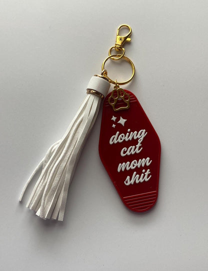 Vintage Cat Mom Hotel/Motel Keychain