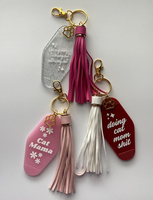 Vintage Cat Mom Hotel/Motel Keychain